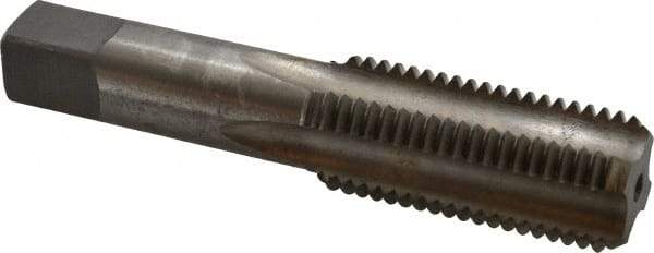 Hertel - 1-1/8 - 8 UNS 4 Flute Bright Finish High Speed Steel Straight Flute Standard Hand Tap - Bottoming, Right Hand Thread, 5-7/16" OAL, 2-9/16" Thread Length, H5 Limit, Through Coolant - Apex Tool & Supply