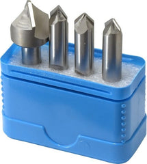 Hertel - 4 Piece 3/8 & 3/4" Cutter Head Diam, Cobalt Chamfer Mill Set - Apex Tool & Supply
