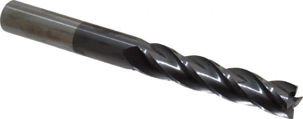 Hertel - 5/8", 3" LOC, 5/8" Shank Diam, 6" OAL, 4 Flute, Solid Carbide Square End Mill - Single End, AlTiN Finish, Spiral Flute, 30° Helix, Centercutting, Right Hand Cut, Right Hand Flute - Apex Tool & Supply