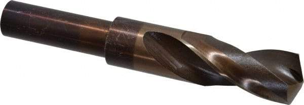 Hertel - 1" Drill, 118° Point, Cobalt Silver Deming & Reduced Shank Drill Bit - Bright Finish, 6" OAL, Flats on Shank, 3" Flute Length - Apex Tool & Supply