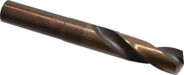 Hertel - 25/32" Drill, 118° Point, Cobalt Silver Deming & Reduced Shank Drill Bit - Bright Finish, 6" OAL, Flats on Shank, 3" Flute Length - Apex Tool & Supply