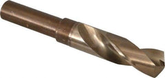 Hertel - 15/16" Drill, 135° Point, Cobalt Silver Deming & Reduced Shank Drill Bit - Bright Finish, 6" OAL, Flats on Shank, 3" Flute Length - Apex Tool & Supply