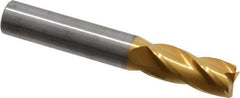 Hertel - 3/8", 7/8" LOC, 3/8" Shank Diam, 2-1/2" OAL, 4 Flute, Solid Carbide Square End Mill - Single End, TiN Finish, 30° Helix, Centercutting, Right Hand Cut - Apex Tool & Supply