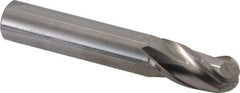 Hertel - 1/2" Diam, 1" LOC, 3 Flute Solid Carbide Ball End Mill - Uncoated, Single End, 3" OAL, 1/2" Shank Diam - Apex Tool & Supply