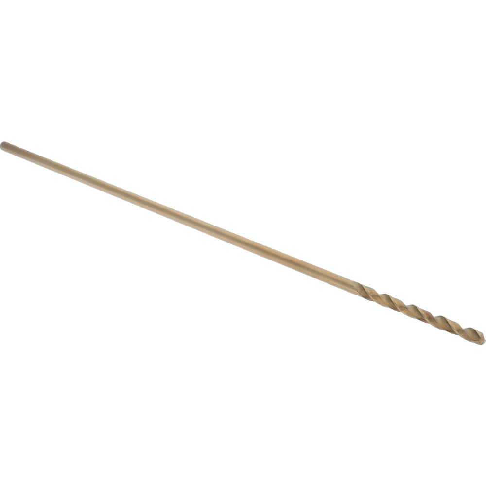 #10 2-7/16″ Flute Length 135° Cobalt Aircraft Extension Drill Straw Finish, 0.1935″ Diam Straight-Cylindrical Shank, Split Point, Self-Centering