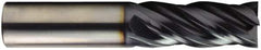 OSG - 25mm, 38mm LOC, 25mm Shank Diam, 102mm OAL, 4 Flute, Solid Carbide Square End Mill - Single End, TiAlN Finish, Spiral Flute, 35° Helix, Centercutting, Right Hand Cut, Right Hand Flute, Series HP441 - Apex Tool & Supply