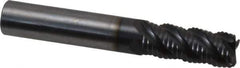 OSG - 3/8" Diam, Coarse Pitch, 7/8" LOC, 4 Flute Solid Carbide 0.03" Corner Radius Roughing End Mill - TiAlN Finish, 2-1/2" OAL, 3/8" Shank Diam, Single End, Centercutting, 40° Helix - Apex Tool & Supply
