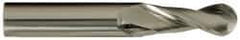 OSG - 1" Diam, 2" LOC, 2 Flute Solid Carbide Ball End Mill - Uncoated, Single End, 5" OAL, 1" Shank Diam, Spiral Flute - Apex Tool & Supply