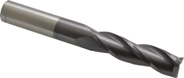 Hertel - 5/8", 2-1/4" LOC, 5/8" Shank Diam, 5" OAL, 3 Flute, Solid Carbide Square End Mill - Single End, AlTiN Finish, 30° Helix, Centercutting, Right Hand Cut - Apex Tool & Supply
