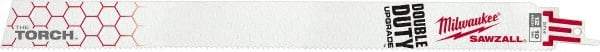 Milwaukee Tool - 12" Long, High Speed Steel Reciprocating Saw Blade - Straight Profile, 10 TPI, Toothed Edge, Tang Shank - Apex Tool & Supply