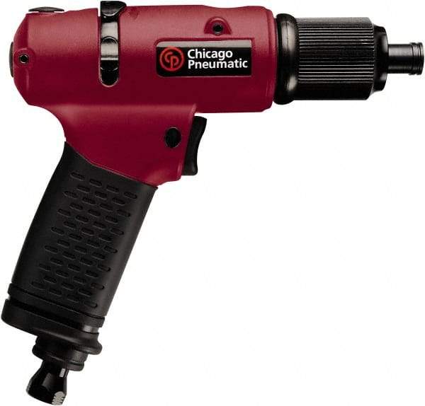 Chicago Pneumatic - 1/4" Bit Holder, 1,700 RPM, Pistol Grip Handle Air Screwdriver - 3/4 to 4.2 Ft/Lb Torque, 1/4" Inlet, 5.25 CFM - Apex Tool & Supply