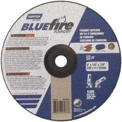 Norton - 24 Grit, 9" Wheel Diam, 1/8" Wheel Thickness, 7/8" Arbor Hole, Type 27 Depressed Center Wheel - Zirconia Alumina/Silicon Carbide Blend, T Hardness, 6,000 Max RPM, Compatible with Angle Grinder - Apex Tool & Supply