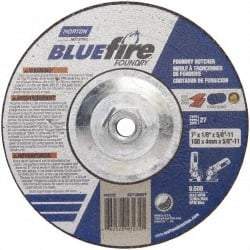 Norton - 24 Grit, 7" Wheel Diam, 1/8" Wheel Thickness, Type 27 Depressed Center Wheel - Zirconia Alumina/Silicon Carbide Blend, T Hardness, 8,600 Max RPM, Compatible with Angle Grinder - Apex Tool & Supply