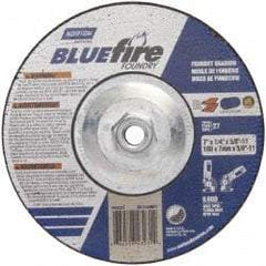 Norton - 20 Grit, 7" Wheel Diam, 1/4" Wheel Thickness, Type 27 Depressed Center Wheel - Zirconia Alumina/Silicon Carbide Blend, T Hardness, 8,600 Max RPM, Compatible with Angle Grinder - Apex Tool & Supply