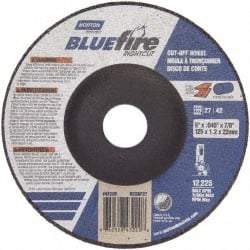 Norton - 24 Grit, 5" Wheel Diam, 7/8" Arbor Hole, Type 27 Depressed Center Wheel - Zirconia Alumina, Q Hardness, 12,225 Max RPM, Compatible with Angle Grinder - Apex Tool & Supply