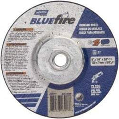 Norton - 24 Grit, 5" Wheel Diam, 1/4" Wheel Thickness, Type 27 Depressed Center Wheel - Zirconia Alumina, S Hardness, 12,225 Max RPM, Compatible with Angle Grinder - Apex Tool & Supply