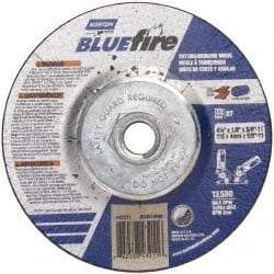 Norton - 30 Grit, 4-1/2" Wheel Diam, 1/8" Wheel Thickness, Type 27 Depressed Center Wheel - Zirconia Alumina, U Hardness, 13,580 Max RPM, Compatible with Angle Grinder - Apex Tool & Supply