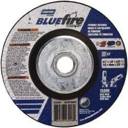 Norton - 24 Grit, 4-1/2" Wheel Diam, 1/8" Wheel Thickness, Type 27 Depressed Center Wheel - Zirconia Alumina/Silicon Carbide Blend, T Hardness, 13,580 Max RPM, Compatible with Angle Grinder - Apex Tool & Supply