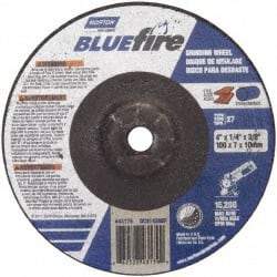 Norton - 24 Grit, 4" Wheel Diam, 1/4" Wheel Thickness, 5/8" Arbor Hole, Type 27 Depressed Center Wheel - Zirconia Alumina, S Hardness, 15,280 Max RPM, Compatible with Angle Grinder - Apex Tool & Supply