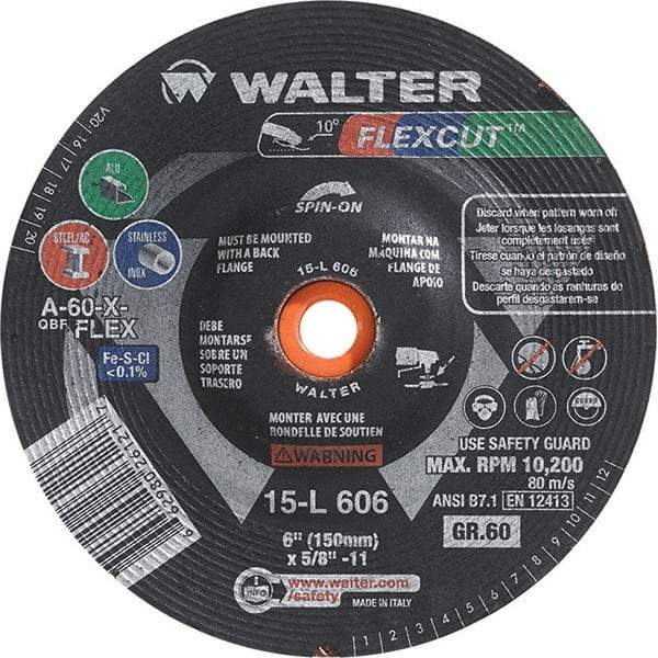 WALTER Surface Technologies - 6" Diam, 60 Grit Surface Grinding Wheel - Aluminum Oxide/Silicon Carbide Blend, Resinoid Bond - Apex Tool & Supply