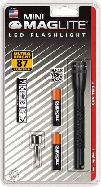 Mag-Lite - Clear LED Bulb, 111 Lumens, Mini Flashlight - Black Aluminum Body, 2 AAA Batteries Included - Apex Tool & Supply