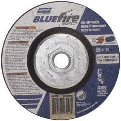 Norton - 36 Grit, 4-1/2" Wheel Diam, 1/16" Wheel Thickness, Type 27 Depressed Center Wheel - Zirconia Alumina, T Hardness, 13,580 Max RPM, Compatible with Angle Grinder - Apex Tool & Supply