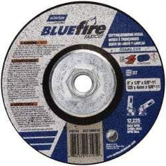 Norton - 24 Grit, 5" Wheel Diam, 1/4" Wheel Thickness, Type 27 Depressed Center Wheel - Zirconia Alumina, S Hardness, 12,225 Max RPM, Compatible with Angle Grinder - Apex Tool & Supply