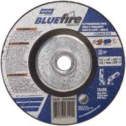 Norton - 30 Grit, 4-1/2" Wheel Diam, 1/8" Wheel Thickness, Type 27 Depressed Center Wheel - Zirconia Alumina, T Hardness, 13,580 Max RPM, Compatible with Angle Grinder - Apex Tool & Supply