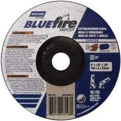 Norton - 30 Grit, 6" Wheel Diam, 1/8" Wheel Thickness, 7/8" Arbor Hole, Type 27 Depressed Center Wheel - Zirconia Alumina, U Hardness, 10,185 Max RPM, Compatible with Angle Grinder - Apex Tool & Supply