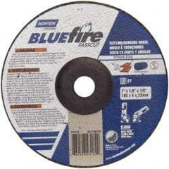 Norton - 30 Grit, 7" Wheel Diam, 1/8" Wheel Thickness, 7/8" Arbor Hole, Type 27 Depressed Center Wheel - Zirconia Alumina, T Hardness, 8,600 Max RPM, Compatible with Angle Grinder - Apex Tool & Supply