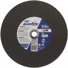 Norton - 14" 36 Grit Zirconia Alumina Cutoff Wheel - 7/64" Thick, 1" Arbor, 4,365 Max RPM, Use with Stationary Tools - Apex Tool & Supply