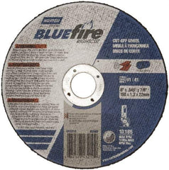 Norton - 6" 36 Grit Zirconia Alumina Cutoff Wheel - 1/16" Thick, 7/8" Arbor, 10,185 Max RPM, Use with Angle Grinders - Apex Tool & Supply