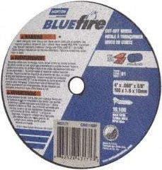 Norton - 4" 46 Grit Zirconia Alumina Cutoff Wheel - 0.035" Thick, 3/8" Arbor, 19,100 Max RPM, Use with Angle Grinders - Apex Tool & Supply