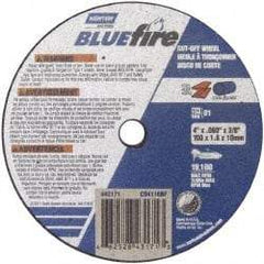 Norton - 4" 46 Grit Zirconia Alumina Cutoff Wheel - 1/16" Thick, 3/8" Arbor, 19,100 Max RPM, Use with Angle Grinders - Apex Tool & Supply