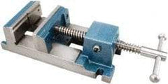 Gibraltar - 6" Jaw Opening Capacity x 2" Throat Depth, Drill Press Vise - 6" Wide Jaw, Stationary Base, Rapid Acting, 16-1/2" OAL x 3" Overall Height, Cast Iron - Apex Tool & Supply