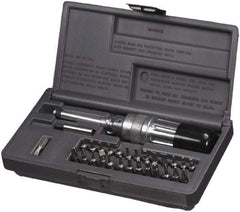 SK - 29 Piece, 2 to 36 In/Lb, Industrial Adjustable Torque Limiting Screwdriver Kit - 1/4" Drive - Apex Tool & Supply