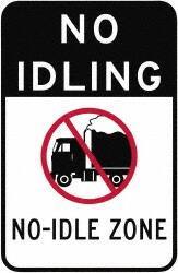 NMC - "No Idle Zone", 18" Long x 12" Wide, Aluminum Safety Sign - Use for Workplace/Safety - Apex Tool & Supply