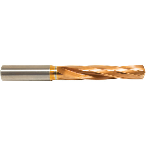 #40 Dia. × 1/8″ Shank × 1″ Flute Length × 3″ OAL, 5xD, 135°, ZrCN, 2 Flute, External Coolant, Round Solid Carbide Drill Series/List #NG04