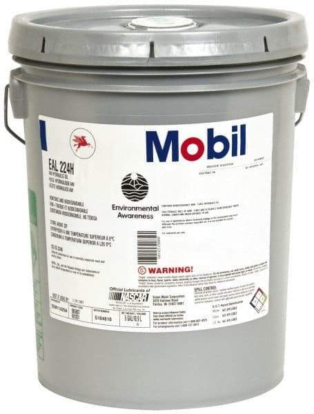 Mobil - 5 Gal Pail Mineral Hydraulic Oil - 0180°F, SAE 20, ISO 32/46, 36.8 cSt at 40°C & 8.3 cSt at 100°C - Apex Tool & Supply