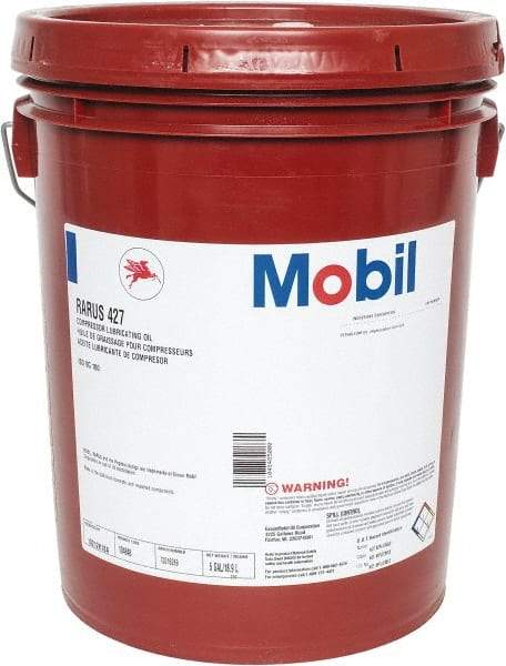 Mobil - 5 Gal Pail, ISO 100, SAE 30, Air Compressor Oil - 300°, 104.6 Viscosity (cSt) at 40°C, 11.6 Viscosity (cSt) at 100°C - Apex Tool & Supply