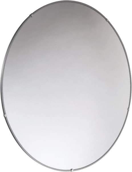 PRO-SAFE - Indoor Round Convex Safety, Traffic & Inspection Mirrors - Acrylic Lens, Laminated Hardboard Backing, 36" Diam x 2-3/8" High, 38' Max Covered Distance - Apex Tool & Supply