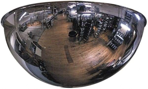 PRO-SAFE - Indoor & Outdoor Full Dome Dome Safety, Traffic & Inspection Mirrors - Acrylic Lens, Fiberboard Backing, 32" Diam x 13-7/8" High, 34' Max Covered Distance - Apex Tool & Supply