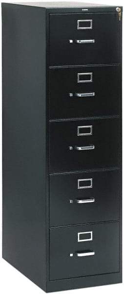Hon - 26" Wide x 60" High x 26-1/2" Deep, 5 Drawer Vertical File with Lock - Steel, Black - Apex Tool & Supply