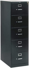 Hon - 26" Wide x 60" High x 26-1/2" Deep, 5 Drawer Vertical File with Lock - Steel, Black - Apex Tool & Supply