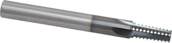 Scientific Cutting Tools - 1/16-27, 1/8-27 Thread, 3/8" Shank Diam, TiN Coating, Solid Carbide Straight Flute Thread Mill - 4 Flutes, 3-1/2" OAL, 1/8" Min Noml Diameter - Apex Tool & Supply
