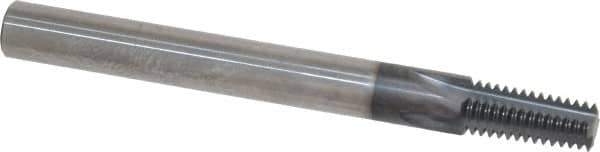 Scientific Cutting Tools - 1/16-27, 1/8-27 Thread, 1/4" Shank Diam, TiAlN Coating, Solid Carbide Straight Flute Thread Mill - 4 Flutes, 2-1/2" OAL, 1/16" Min Noml Diameter - Apex Tool & Supply