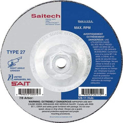 Sait - 5" Wheel Diam, 1/4" Wheel Thickness, Type 27 Depressed Center Wheel - Ceramic, Resinoid Bond, 12,200 Max RPM, Compatible with Angle Grinder - Apex Tool & Supply