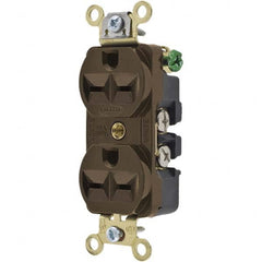 Hubbell Wiring Device-Kellems - 250 VAC 15A NEMA 6-15R Industrial Grade Brown Straight Blade Duplex Receptacle - Apex Tool & Supply