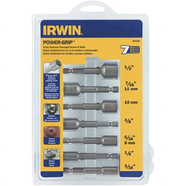 Irwin - 7 Piece Screw & Nut Extractor Set - 1/2 to 3/16 Size Range - Apex Tool & Supply