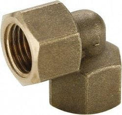 Parker - 1/2 Female Thread, Brass Industrial Pipe 90° Female Elbow - FBSPP, 1,000 psi - Apex Tool & Supply
